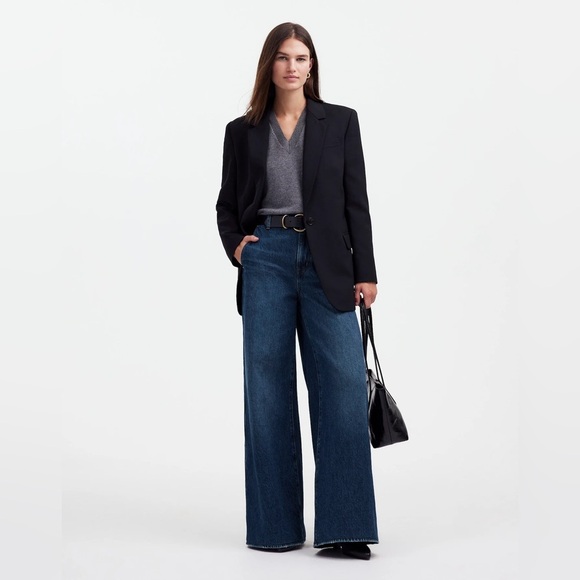 Madewell Wide Sweep Denim Trousers - Picture 1 of 10